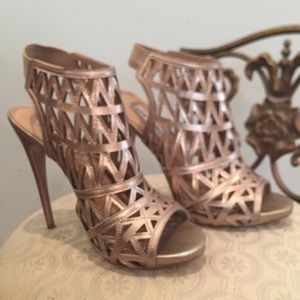 Steve Madden Gold Cage Heels
